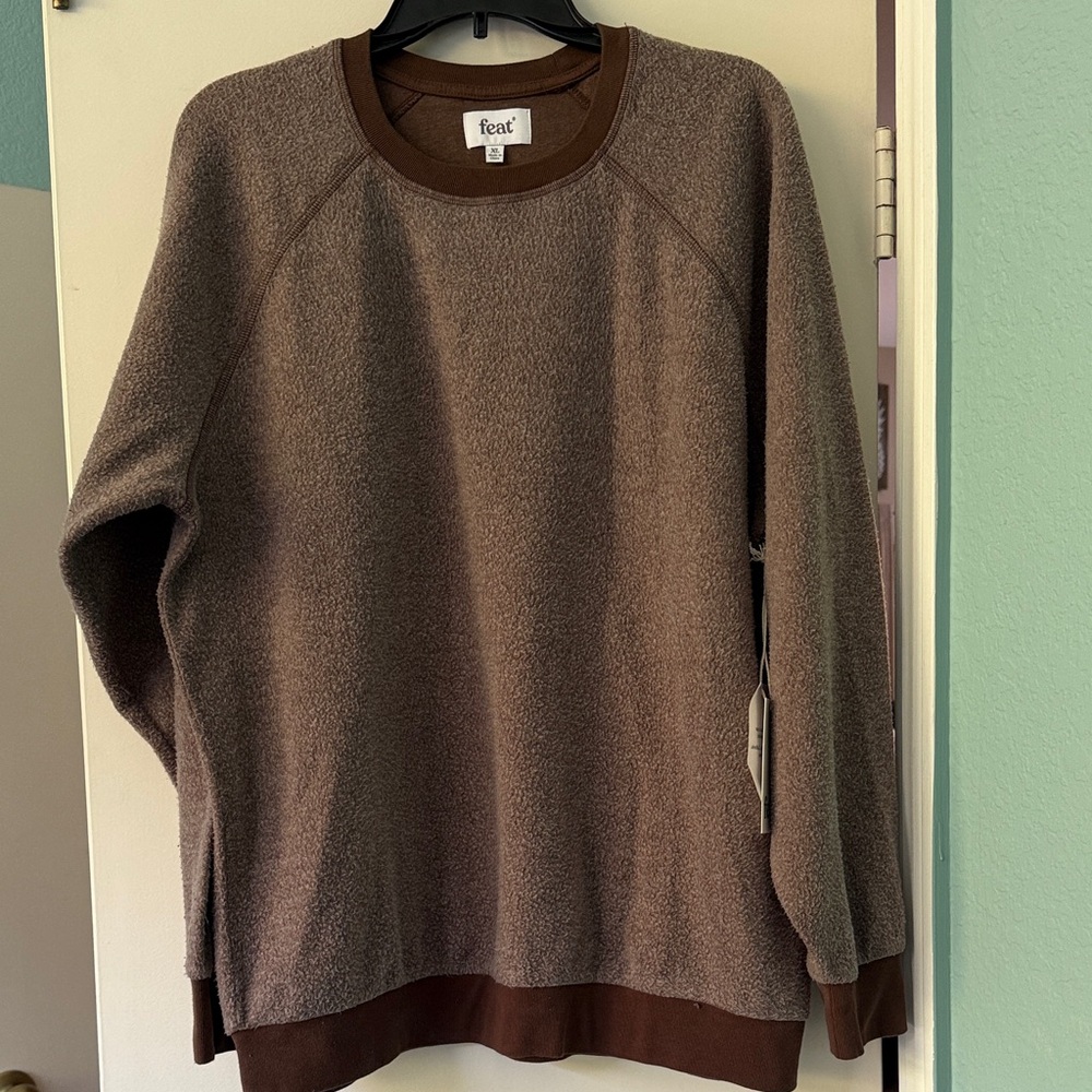 Feat Men's Cozy Brown Crewneck Sweater
